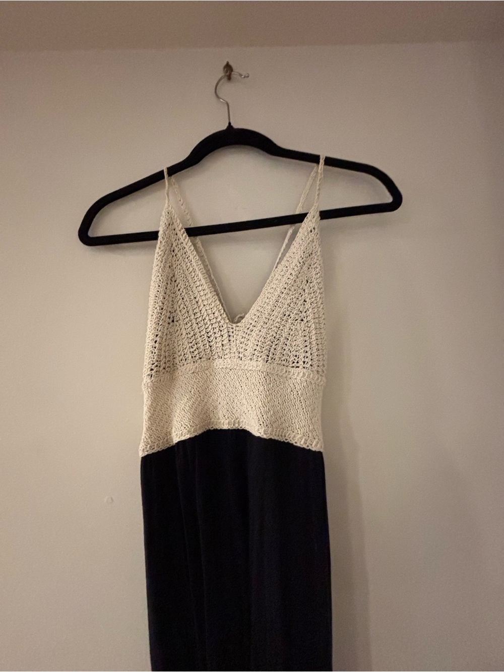 Crochet Top Black & Cream Maxi Dress